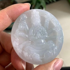Myanmar Jade Guan Yin Pendant: Certified Jadeite Statue Necklace
