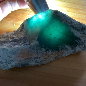 452g Guatemala Blue Jadeite Jade Rough Stone Slab: Natural Gemstone Collectible