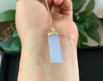 AU750 18k Solid Gold Certified Burmese Natural Lavender Jade Jadeite WuShiPai Gem Pendant Necklace Jewelry Chain Gifts For Women