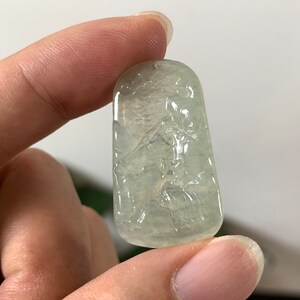 Certified Burmese Natural Jade Jadeite Scenery Landscape Small Pendant Gem Fine Necklace For WomenMen