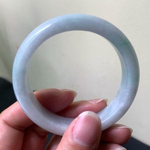 54,2 mm Certyfikowany Birma Naturalny Zielony Lawendowy Jadeit Jadeit Bransoletka Okrągła Bransoletka Gładkie Bransoletki Dla Kobiet