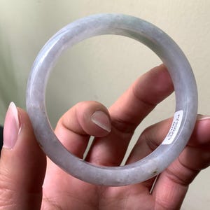 57,3 mm Certyfikowany Birmański Naturalny Jadeit Lawendowy Jadeit Bransoletka Okrągła Bransoletka Gładkie Bransoletki Dla Kobiet