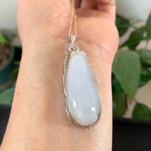 Lavender Jadeite Melon Pendant: 925 Sterling Silver Necklace