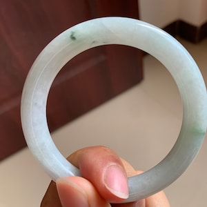 55,3 mm Certyfikowany Myanmar Naturalny Jadeit Bransoletka Bransoletka Jadeit Gładki Okrągły Pręt Bransoletki Dla Kobiet 圆条手镯