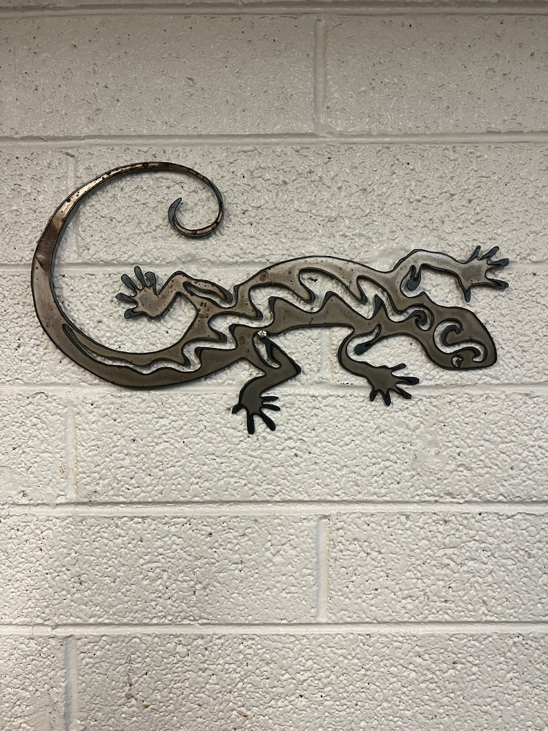 Large Gecko Metal Wall Art 20 Southwestern Lizard Steel Gecko Wall