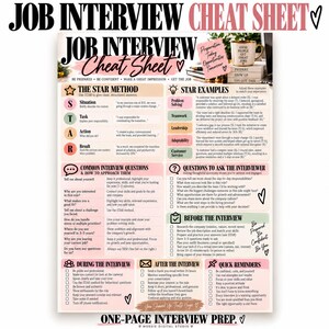 Guía práctica para entrevistas de trabajo (imprimible), método STAR, preguntas y respuestas para entrevistas, lista de verificación para la preparación profesional (PDF), tamaños carta y A4.