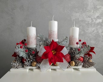 Special Christmas Candle Centerpiece Winter White Table Mantle - Etsy ...