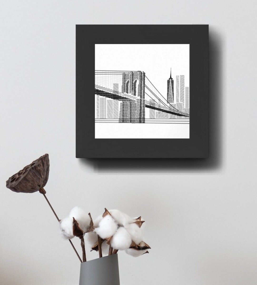 Brooklyn Bridge New York City Monument Print, Typographic, Black and ...