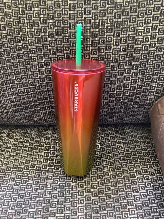 Starbucks Venti Red Orange Yellow Stainless Steel Cup, New 