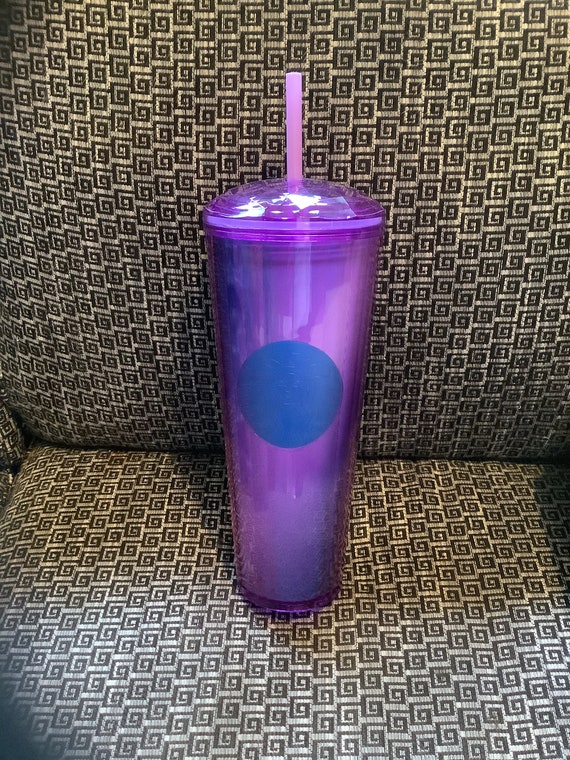 Starbucks Venti Domed Holographic Purple Blue Cup With Straw, Nwt 