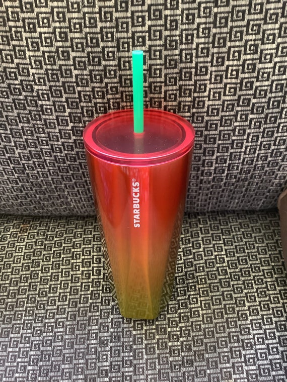 Starbucks Venti Red Orange Yellow Stainless Steel Cup, New 