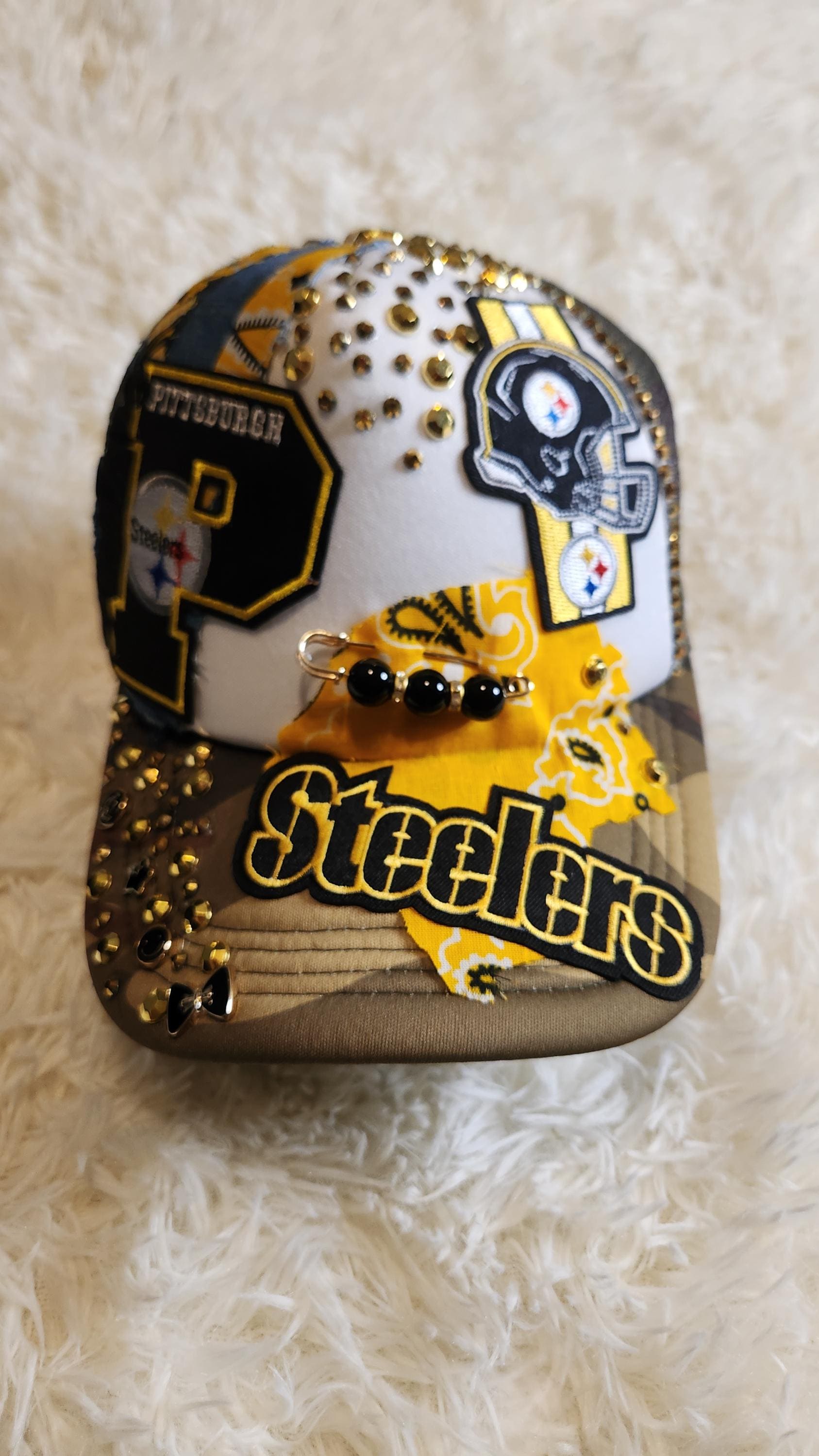 Custom Steelers Heart Embellished Women\'s Trucker Hat Steelers Snapback - Etsy main image 4
