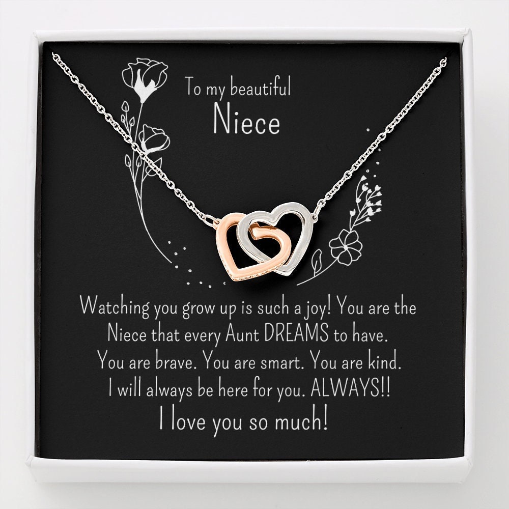 Niece Interlocking Heart Necklace Niece Birthday Gift Niece Personalized Necklace Niece Jewelry Christmas Gifts for Niece Gifts from Aunt