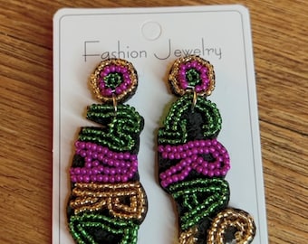 Mardi Gras, Mardi Gras Earrings, Mask Earrings, New Orleans Mardi Gras, Seed Bead Earrings, Festive Earrings, Party, Mardi Gras Jewelry