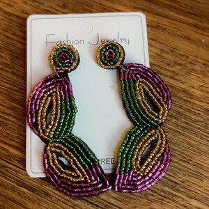 Mardi Gras, Mardi Gras Earrings, Mask Earrings, New Orleans Mardi Gras, Seed Bead Earrings, Festive Earrings, Party, Mardi Gras Jewelry