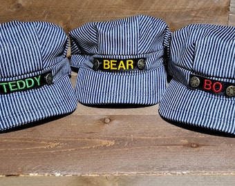 PERSONALIZED Train Hat and Bandanna, train birthday, Train Costume, Toddler Train Hat, Train Birthday, Train Engineer Costume, Train Set