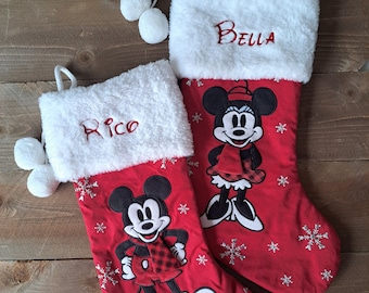 PERSONALIZED Licensed Disney holiday stockings; Mickey holiday stockings; Minnie holiday stockings; Disney Christmas stockings; holiday deco