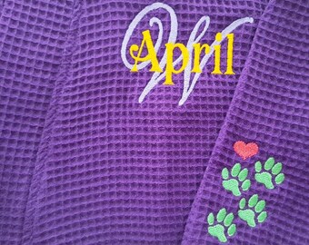 PERSONALIZED Rush Ship women's robes, monogrammed robe, wedding robes, his and hers robes, college gift robes, waffle weave robes, cotton