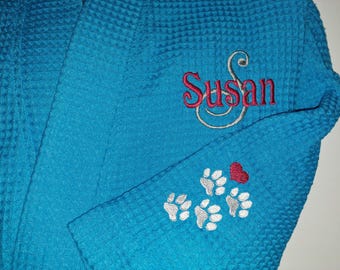 PERSONALIZED Rush Ship women's robes, monogrammed robe, wedding robes, his and hers robes, college gift robes, waffle weave robes, cotton
