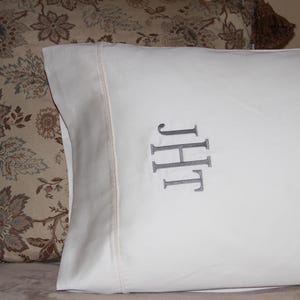 CUSTOM MONOGRAMMED Pillowcase; personalized pillowcase; wedding engagement gift, guest room gift, hostess gift, monogrammed bedding pillow
