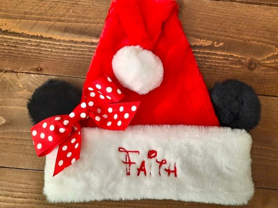 PERSONALIZED LICENSED Mickey or Minnie Santa Hat; Mouse Ears  display picture 1