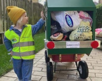PERSONALIZED Garbage man costume, trash man costume, construction vest, reflective vest, children's adult safety vest, kids trash truck man