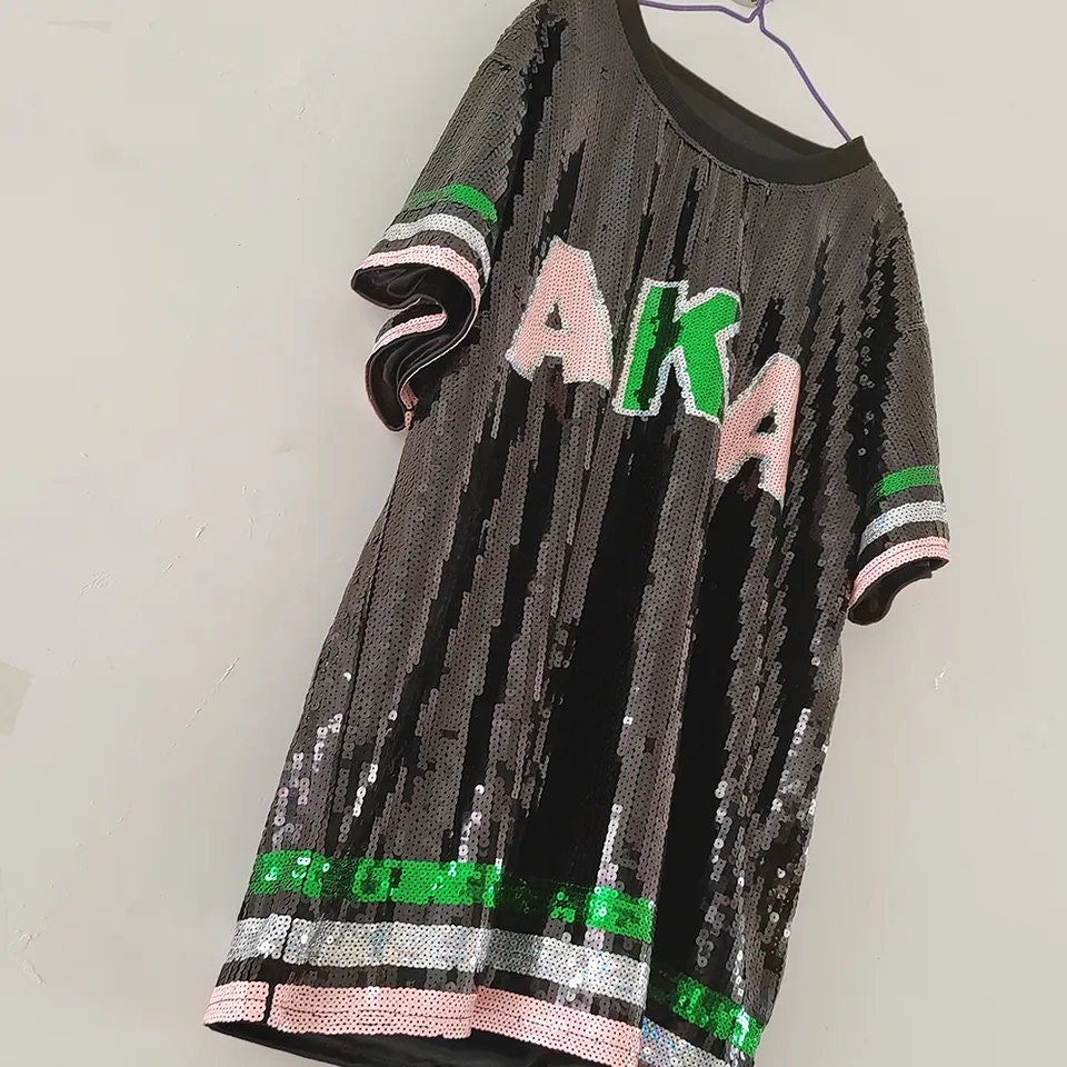 AKA Pink Green Black Sequin Top Dress Etsy