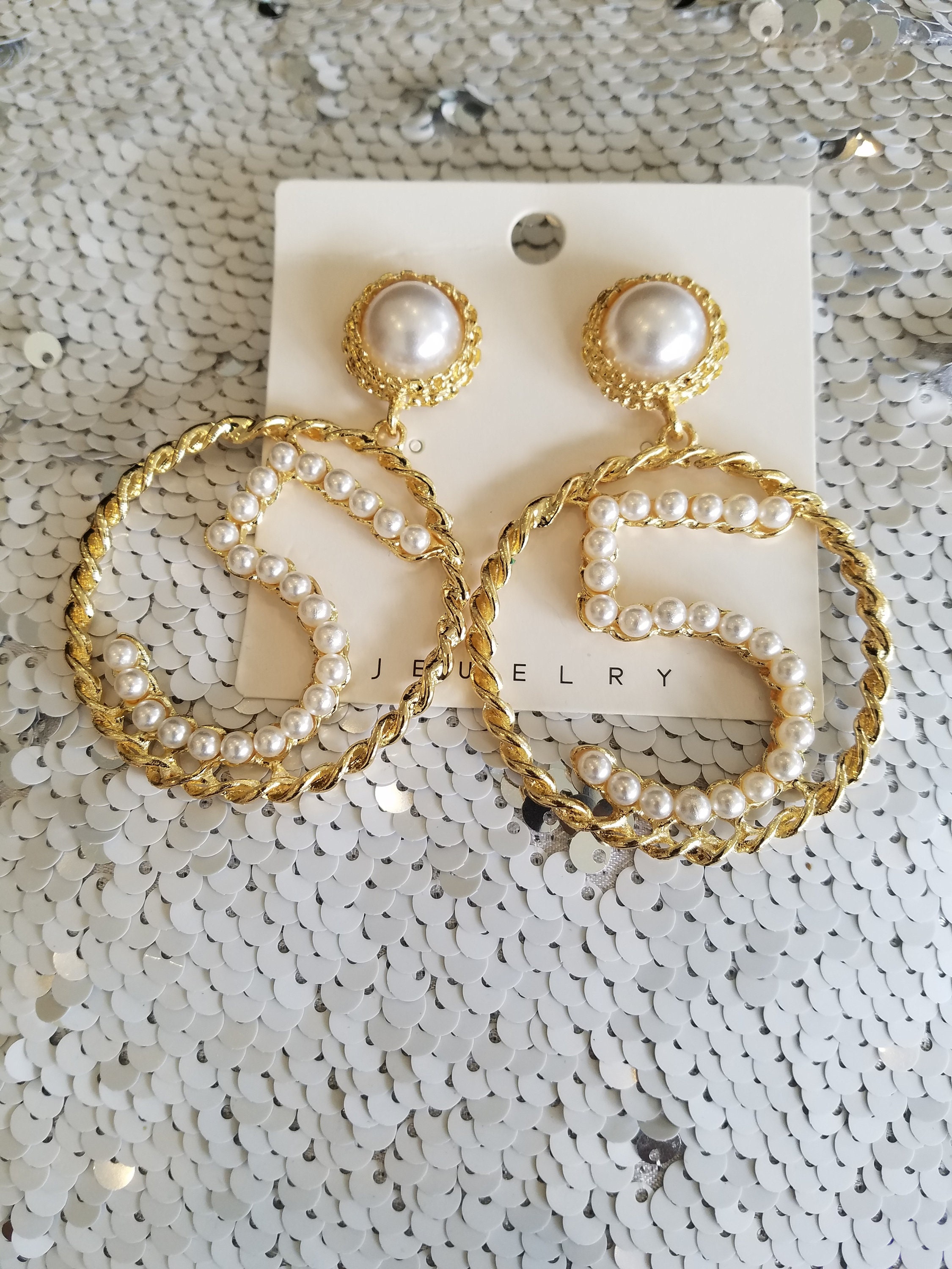 Louis Vuitton Silvertone/White Monogram Sweet Large Hoop Earrings - Yoogi's  Closet