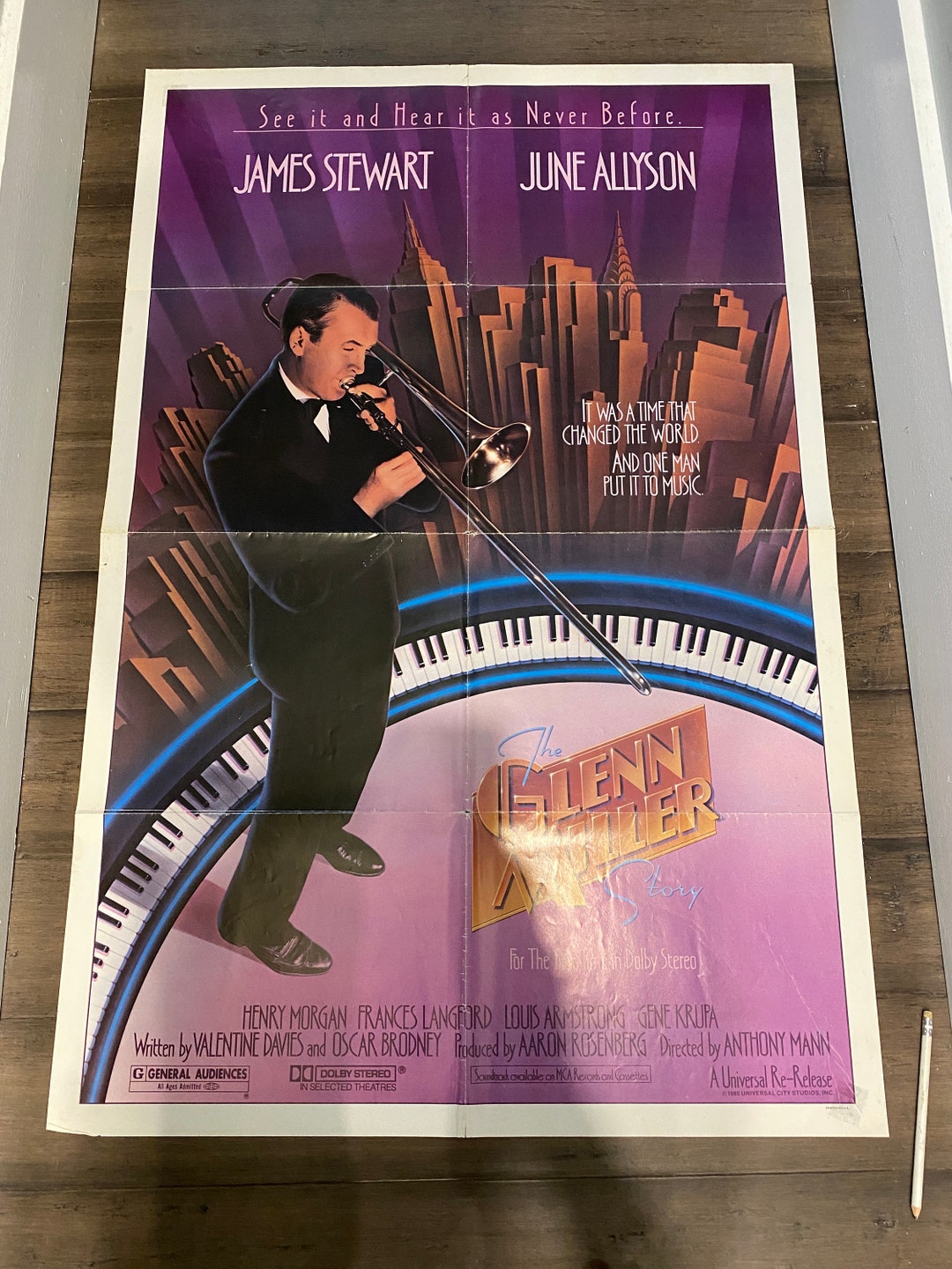 Glenn R Storey The Glenn Miller Story Movie Poster Original One Sheet 1985 (reissue ...