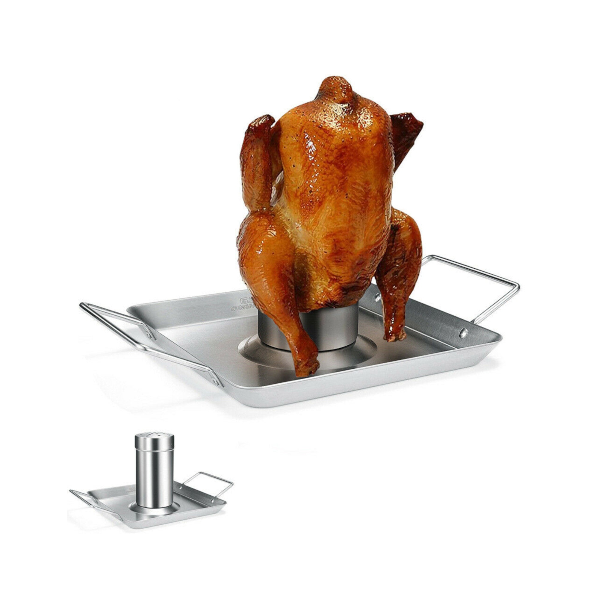 Ceramic Beer Can Chicken Roaster - Vertical Poultry Stand For Grills/Smokers