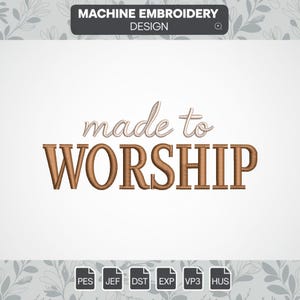 made to wordship embroidery designs, Christian embroidery file, jesus machine digital embroidery designs, instant download file design file
