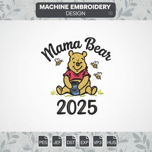 mama bear embroidery designs, mother day embroidery file, yellow bear machine digital embroidery designs, instant download embroidery file
