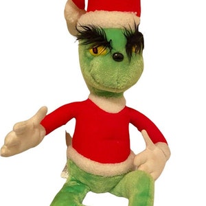 Coleco Dr. Seuss The Grinch Plush Christmas Toy Santa Suit 1983 Large 25”