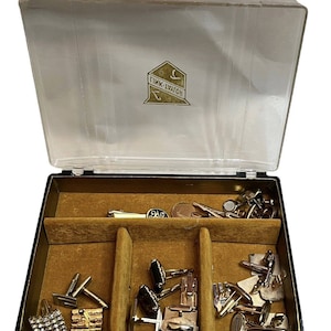 Vintage Mod Cufflinks Tie Clip Bar LOT Swank Anson Link Taylor Hinged Case Box