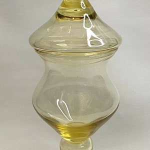 Princess House Classic Candy Dish Footed 2 Piece Yellow Crystal Apothecary Jar