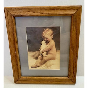 Bessie Pease Gutmann Chums Baby Child Dog Puppy Fine Art Print Framed 8x10