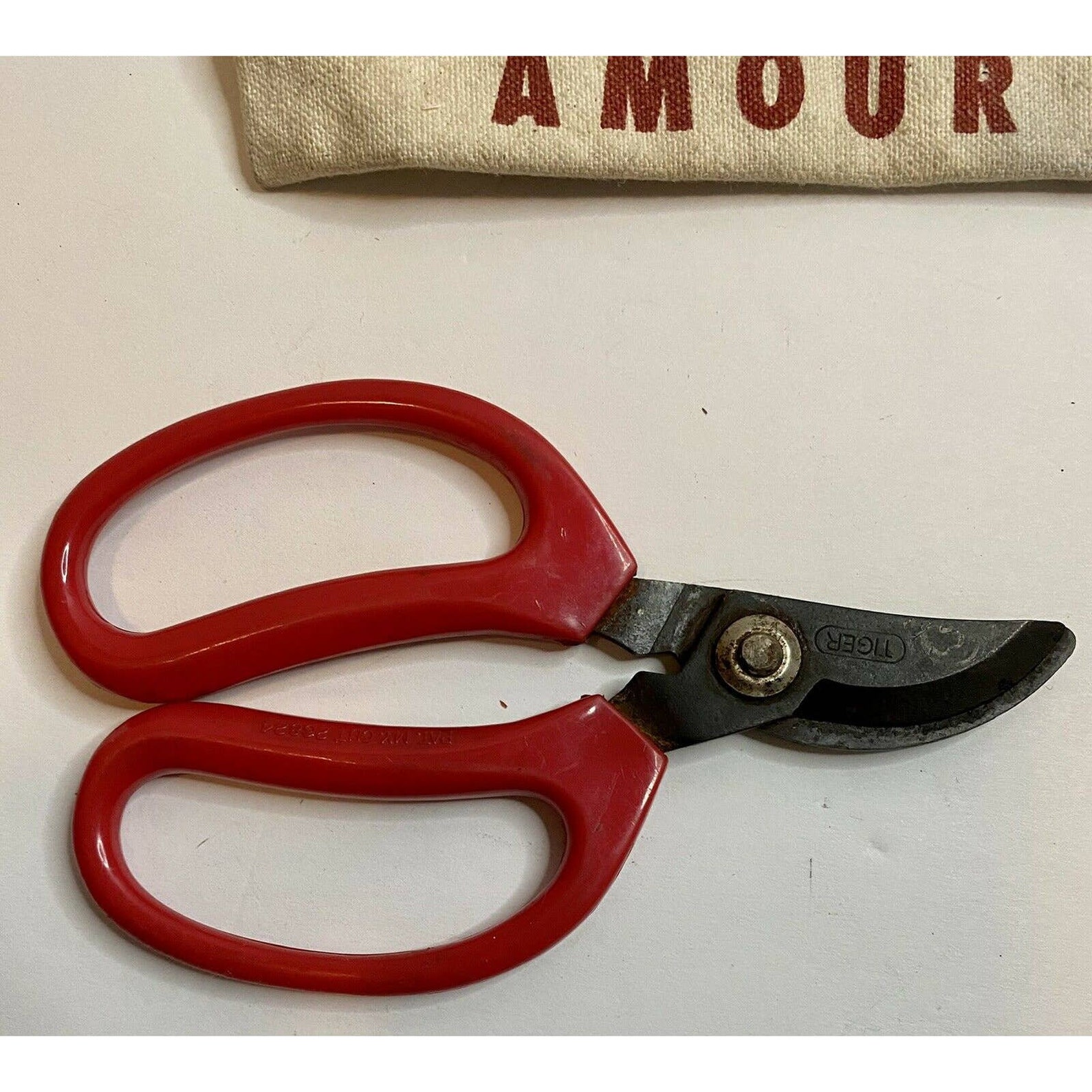 Vintage Tiger Pruning Shears Scissors Red Handle Paris Pouch Etsy