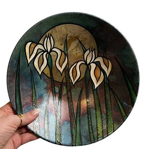 Raku Decorative Bowl Flower Lily Ceramic Hand Made Studio Art Pottery Signed