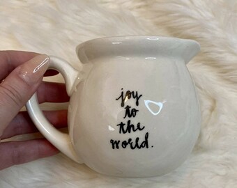 Rae Dunn By Magenta Christmas “Give Joy To The World&quot; Holiday Creamer Jar Handle