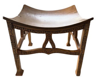 Antique Egyptian Revival Thebes Stool Hand carved