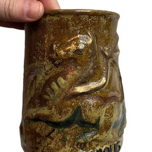 Kamionka Ceramika 3D Smok Kubek Walijskie Mityczne Stworzenia Pierścienie Smaug Podpisane OOAK