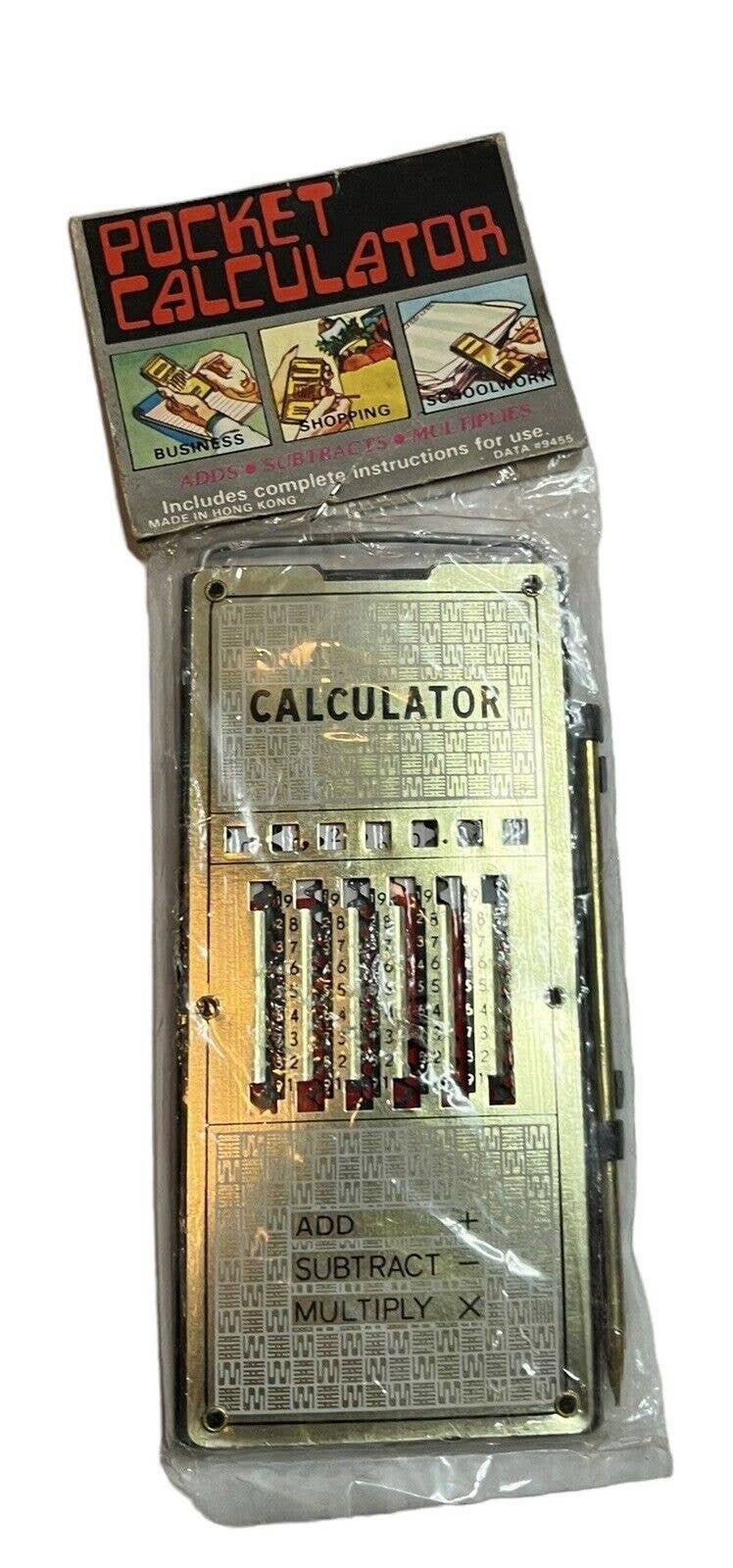 Vintage Pocket CALCULATOR Made in HONG KONG With Stylus Original