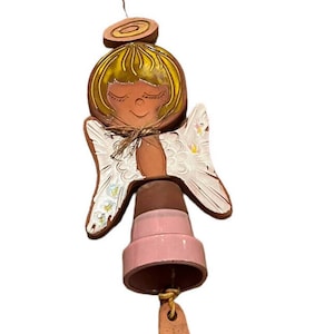 Mid Century Modern Ceramic Bell Wind Chime Girl Angel Pacific Stoneware Inc USA
