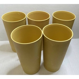 Harvest Gold Vintage Tupperware 12oz Tumblers Cups Glasses #873 Set Of 5 MCM