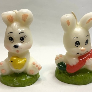 Lot Of 2 Vintage Gurley Kaarsen Konijn Konijn Kuiken Wortel Konijntjes Paaspaar