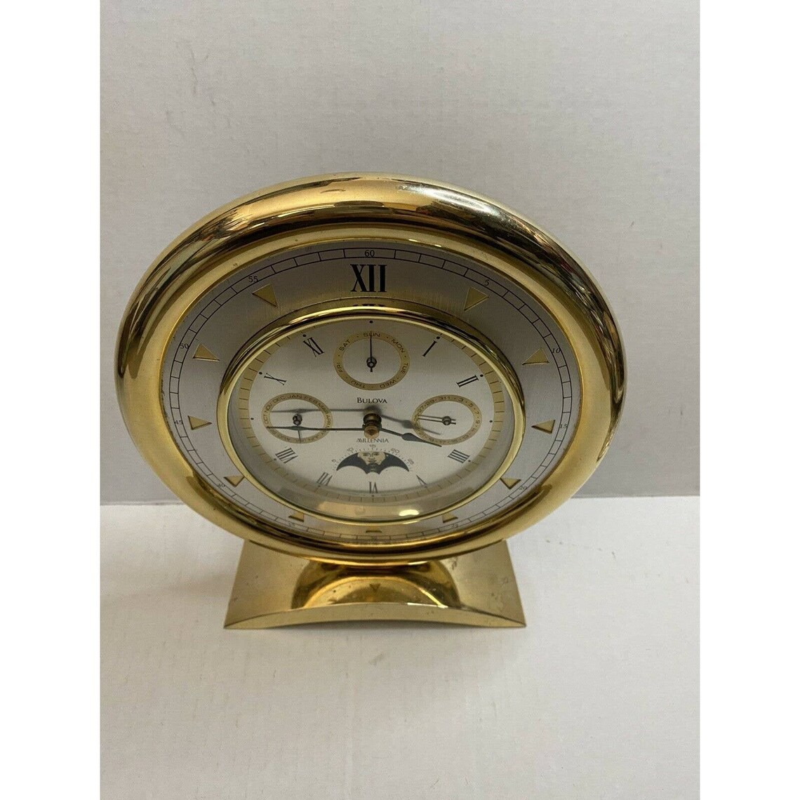 Bulova Solid Brass Moonphase Millennia Clock Made In Germany Etsy