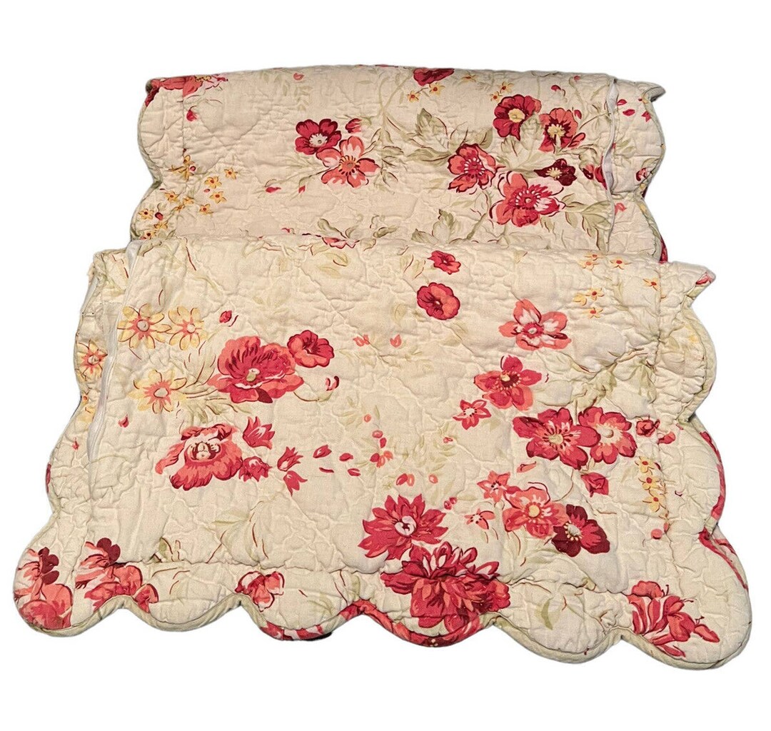 Pottery Barn Quilted Standard Sham Floral Cottage Shabby Chic Set of 2