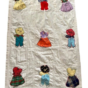 Vintage Handmade Sunbonnet Sue Overall Sam Baby Lap Quilt Blanket Crib Cottage