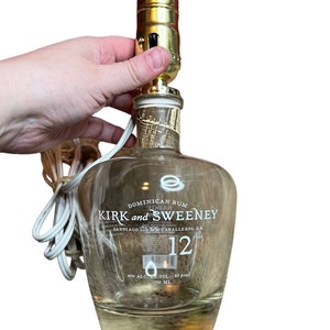 KIRK & SWEENEY 23 Year Dominican Rum Bottle Glass EMPTY Repurposed Accent Lamp
