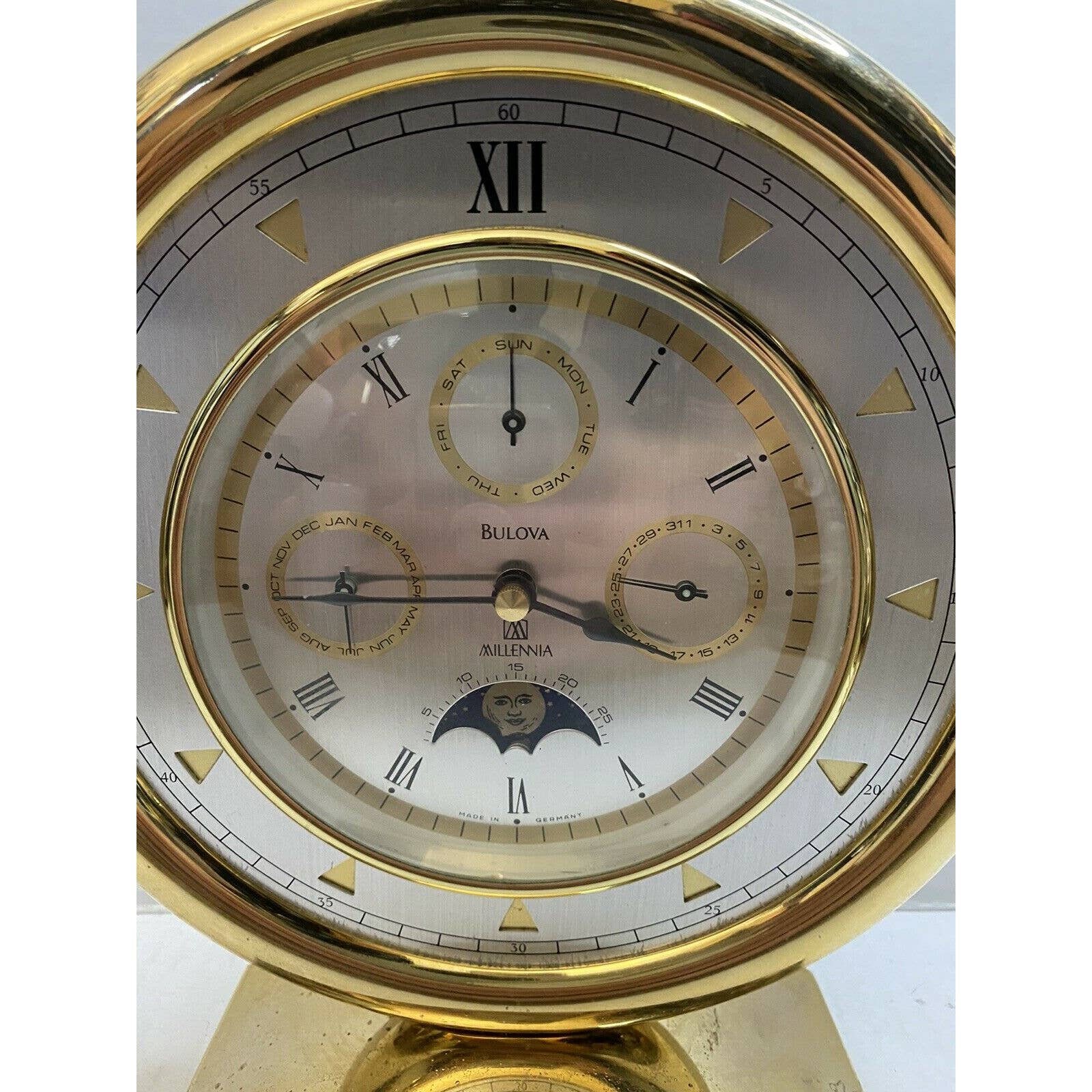 Bulova Solid Brass Moonphase Millennia Clock Made In Germany Etsy